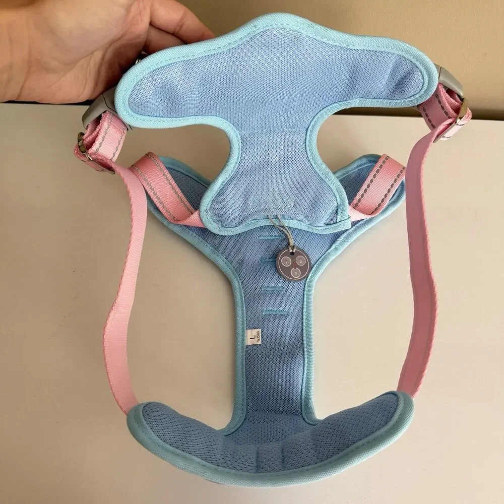 NEW Barkbay No Pull Reflective Dog Harness Vest Large Pink Blue Pet ID Pocket